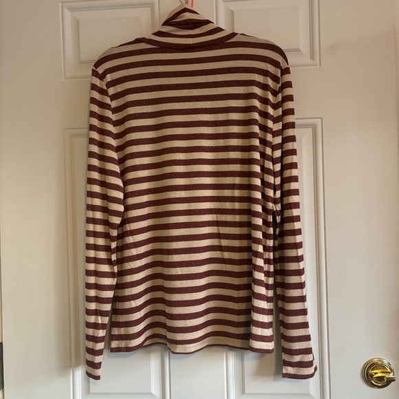 ❤️2/$15 or 3/$21❤️Loft Horizontal Striped Metallic L/S Turtleneck Top, Size XL - Picture 5 of 7